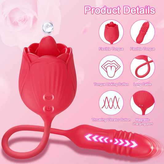 "Rose-Licking Vibrator featuring gentle licking sensations for clitoral stimulation"